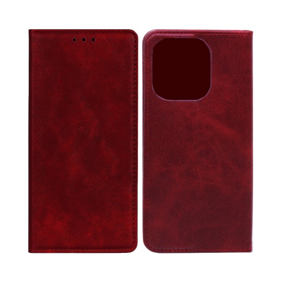 Leather Flip Cover With Internal Pocket For Oppo A5 Pro Red Leather Flip Cover With Internal Pocket For Oppo A5 Pro Red